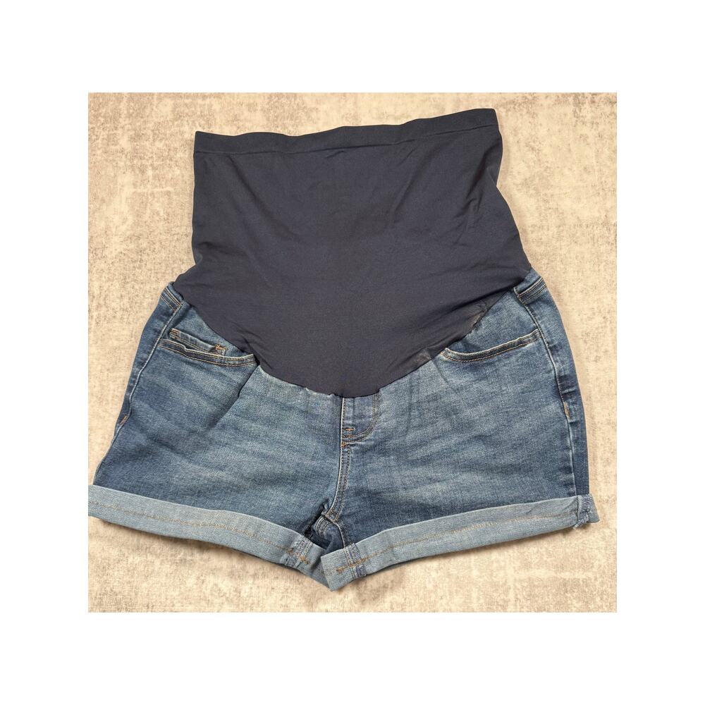 Time and Tru Maternity Denim Shorts Size S 4-6 Cuffed Medium Wash